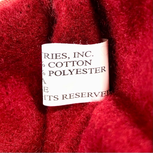 Christmas Stocking Ho Ho Ho Country Santa Dark Red Gingham & Appliqué - Picture 7 of 7